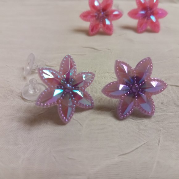 Set of Four Handmade Hand Crafted Flower Stud Earrings Jewelry #48 - Picture 13 of 15